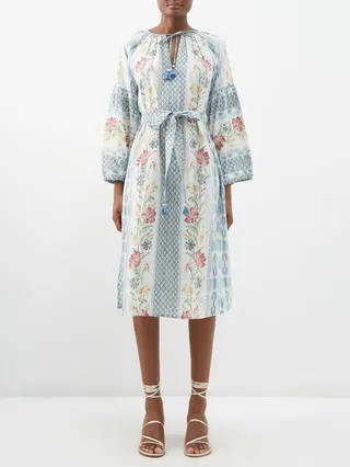 Heloise Printed Cotton-khadi Midi Dress