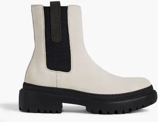Bead-embellished suede Chelsea boots