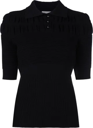 Smocked-Detail Short-Sleeved Top