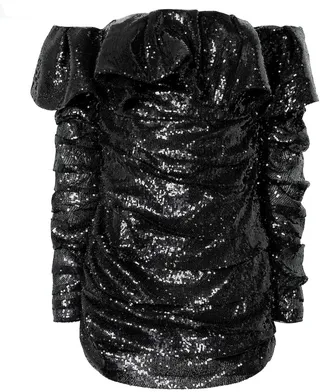 Off-the-shoulder sequined minidress