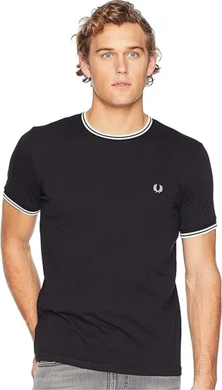 Fred Perry Twin Tipped Ringer T-Shirt (Black) Men's T Shirt