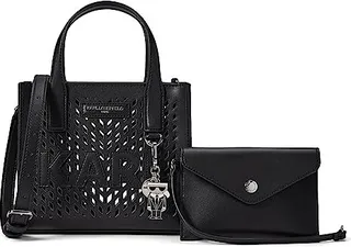 Karl Lagerfeld Paris Nouveau Small Box Crossbody Tote (Black Perf) Handbags