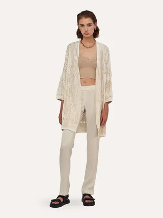 V Neck Cardigan Gold
