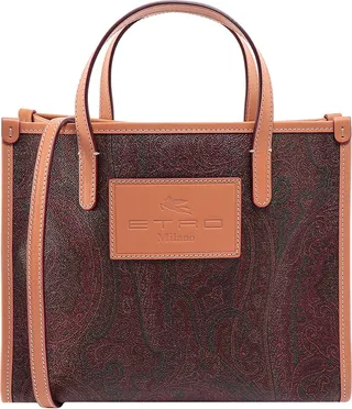 Coated canvas shoulder bag with paisley motif