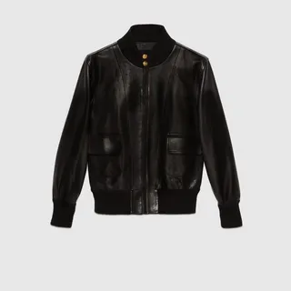 Leather bomber jacket