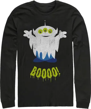 Men's Toy Story Halloween Squeeze Alien Ghost Long Sleeve Shirt - Black - Medium