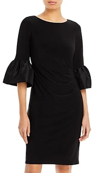 Adrianna Papell Short Draped Bell Sleeve Jersey Dress