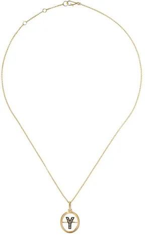 14kt and 18kt yellow gold Y diamond initial pendant necklace