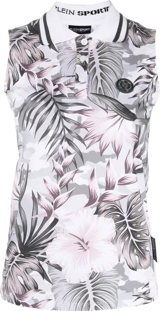 Floral Sleeveless Polo Shirt