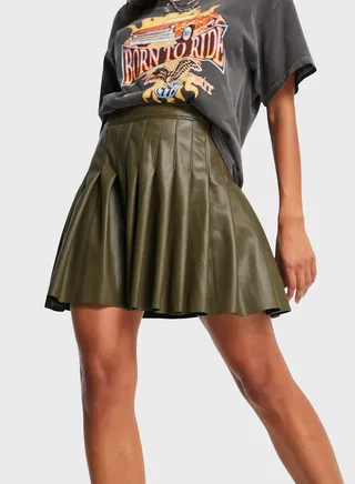 High Waist Pleated Mini Skirt