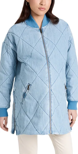 HATCH The Emi Quilted Denim Bomber Jacket