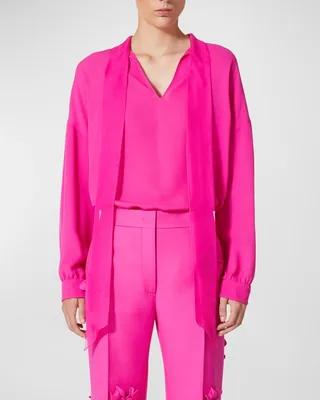 Neck-Scarf Silk Georgette Blouse