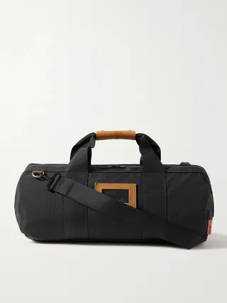 Suede-Trimmed Nylon-Ripstop Duffle Bag
