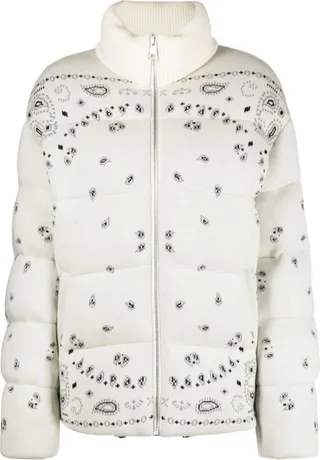 White Quilted Paisley Intarsia Jacket