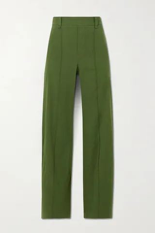 Vince - Linen-blend Straight-leg Pants - Green