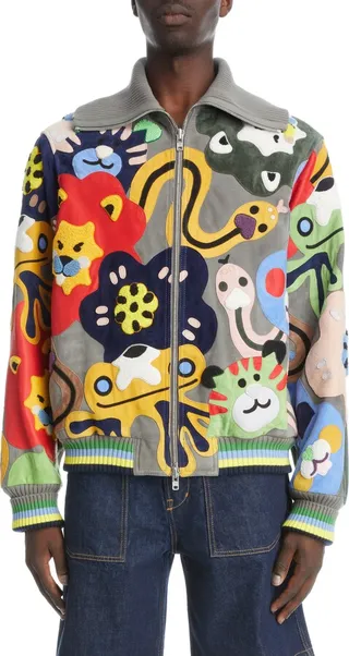 o Appliqué Oversize Leather Jacket
