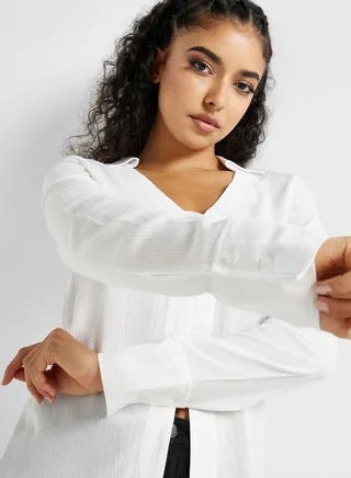 Textured Collared Top