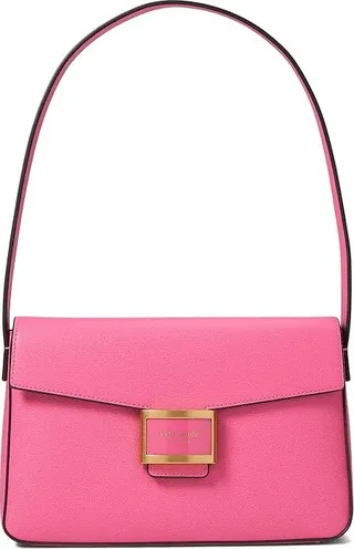 Kate Spade New York Katy Textured Leather Medium Shoulder Bag (Energy Pink) Shoulder Handbags