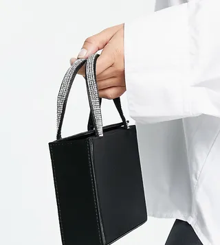 Ever New 90s rhinestone embellished mini bag in black
