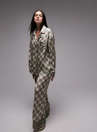 Printed Pocket Detail Shirt & Pyjama Set