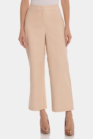 Faux Leather High Waisted Cropped Straight Leg Trouser