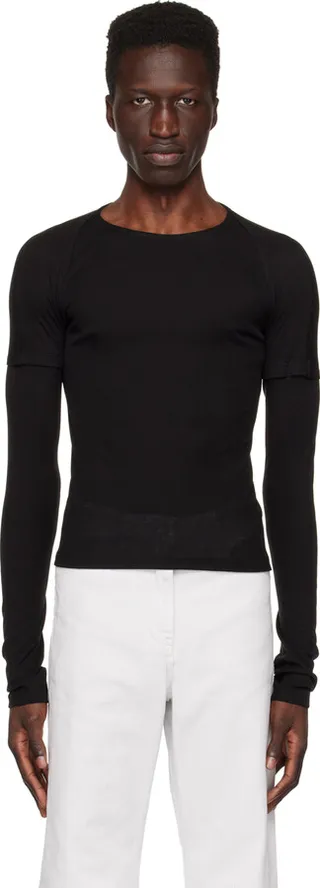 LOW CLASSIC Black Paneled Long Sleeve T-Shirt