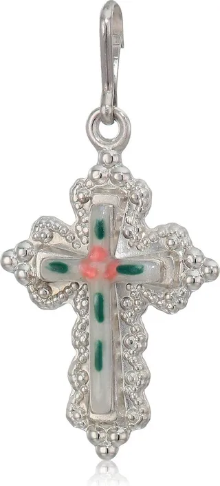 Alex and Ani Divine Guides Women's Floral Enamel Cross Charm for Bracelets