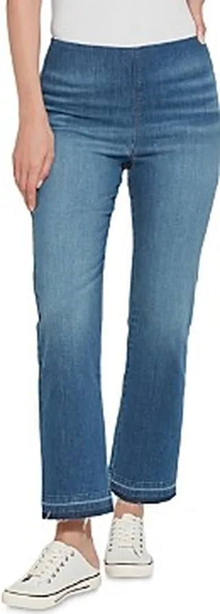 Lysse Premium High Rise Baby Boot Pull On Ankle Jeans in Auth Mid