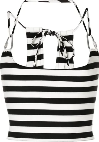 Striped Halterneck Cropped Top