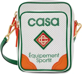 Casablanca White Perforated Messenger Bag