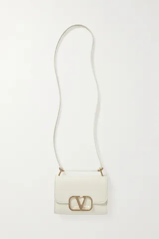 Valentino Garavani - Valentino Garavani Vlogo Leather Shoulder Bag - Ivory