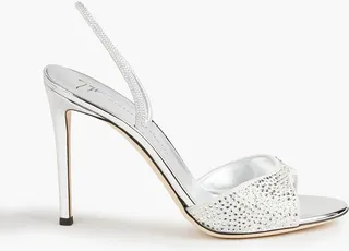 Lilibeth Starlight crystal-embellished suede slingback sandals