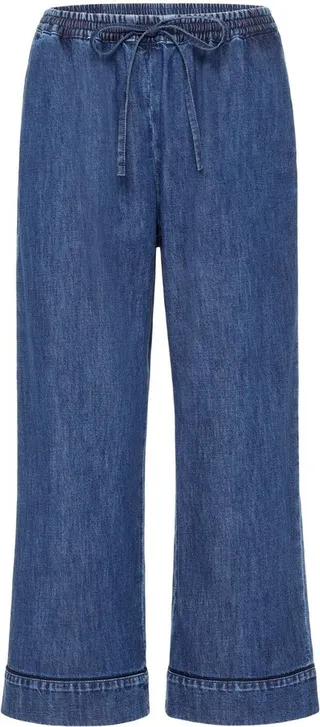 Drawstring Straight-Leg Cropped Trousers