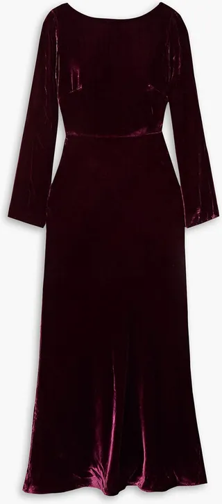 Tina open-back draped velvet midi dress