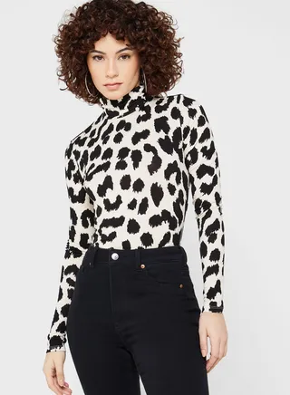 Polo Neck Printed Top