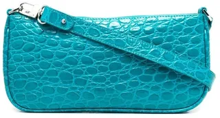 Crocodile-Embossed Leather Shoulder Bag
