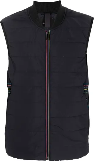 Rainbow-Trim Zip-Fastening Gilet