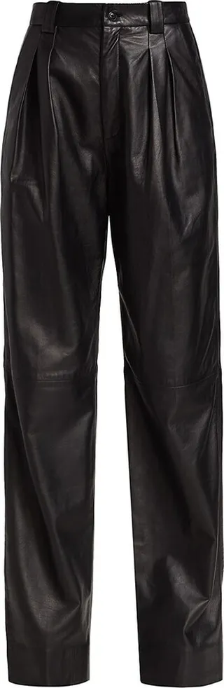 Etienne Leather Pleated Pants
