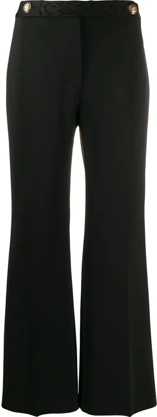 Braid Cropped Flared Trousers