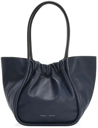 Ruched Leather Tote