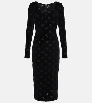 Logo cotton midi dress