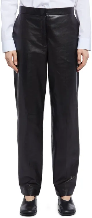 Becker Straight Leg Calfskin Leather Pants
