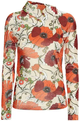 Floral velour turtleneck top