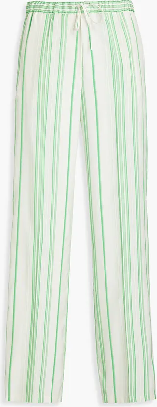 Striped silk-jacquard wide-leg pants