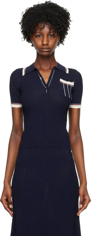 REMAIN Birger Christensen Navy Refined Polo