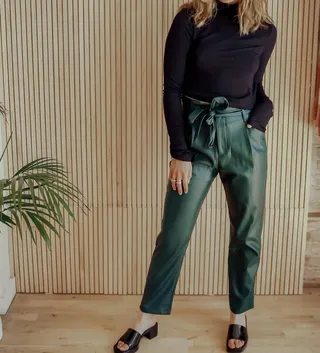 Alaina Faux Leather Pant in Green