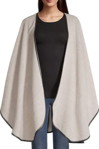 Baby Alpaca Leather Trimmed U Cape