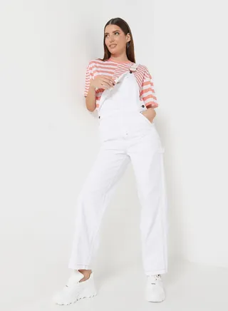 Button Detail Denim Jumpsuit
