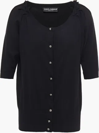 Pleated wool cardigan