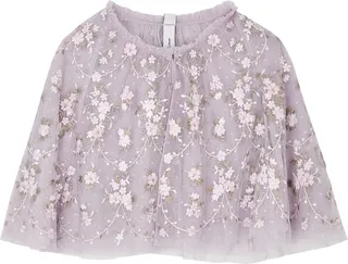 Needle & Thread Victoria Floral-embroidered Tulle Cape